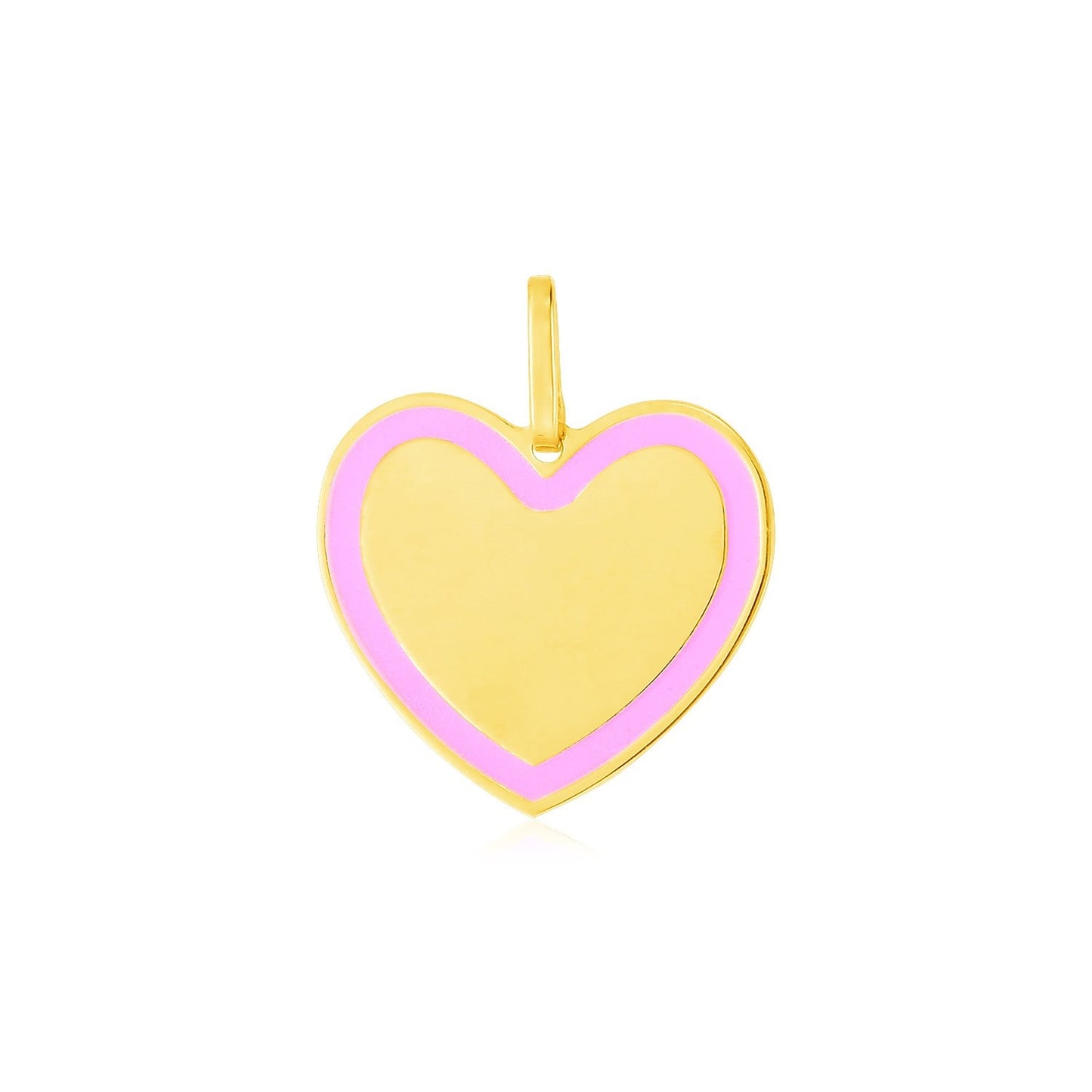 14k Yellow Gold and Pink Enamel Heart Pendant - Alexandria Jewelry & Company Beverly Hills