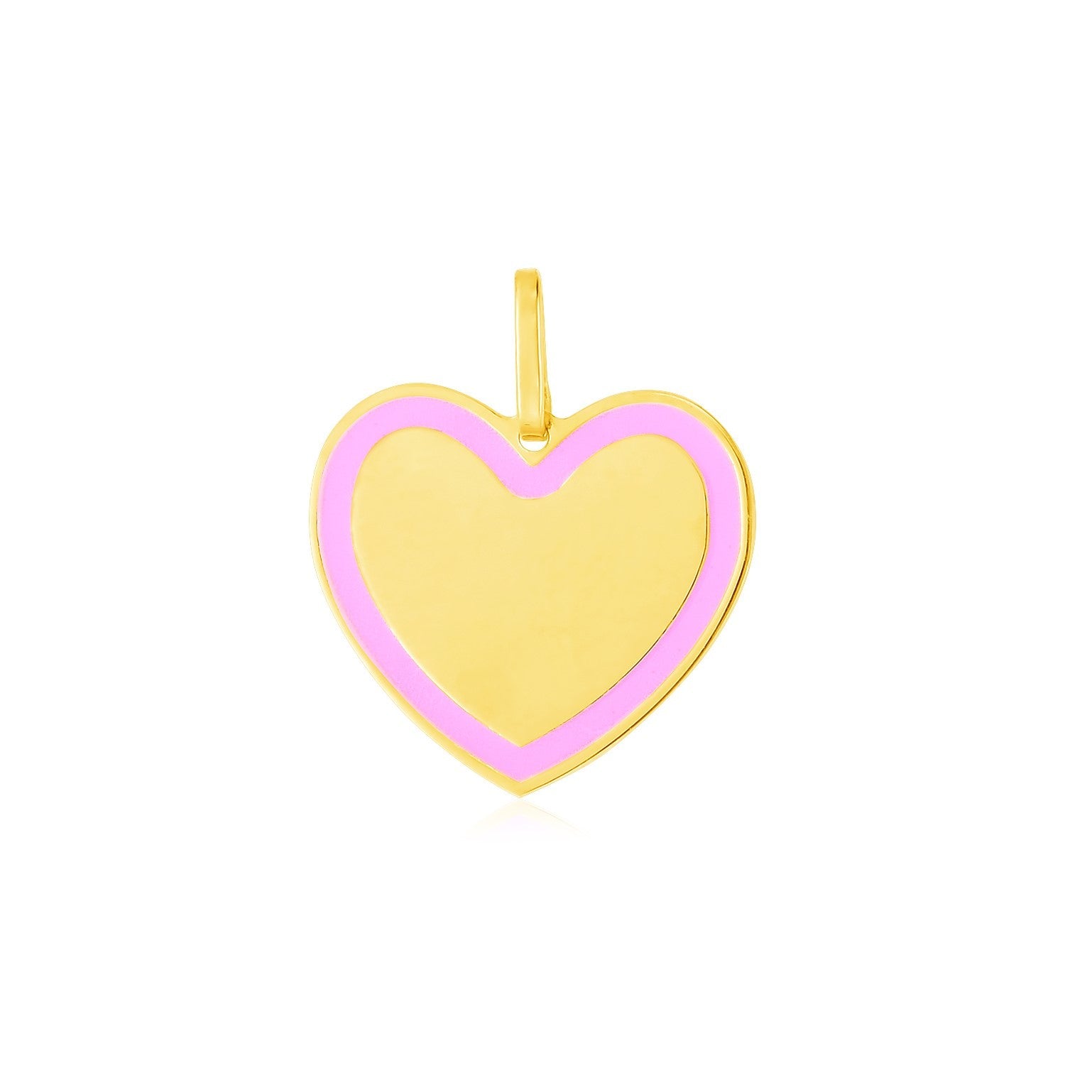 14k Yellow Gold and Pink Enamel Heart Pendant - Alexandria Jewelry & Company Beverly Hills