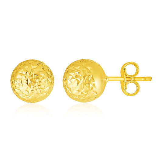 14k Yellow Gold Ball Earrings with Crystal Cut Texture - Alexandria Jewelry & Company Beverly Hills