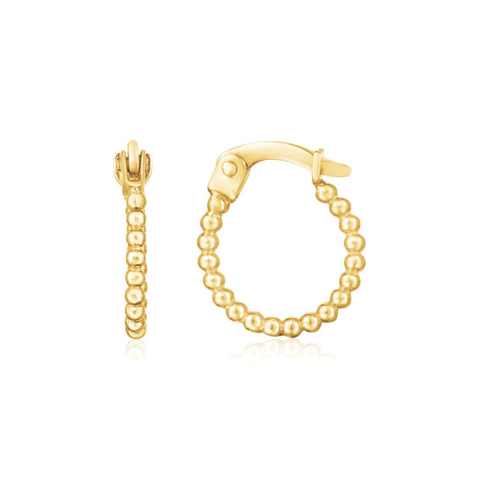 14K Yellow Gold Bead Hinged Hoop Earrings - Alexandria Jewelry & Company Beverly Hills