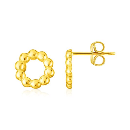 14K Yellow Gold Beaded Circle Earrings - Alexandria Jewelry & Company Beverly Hills