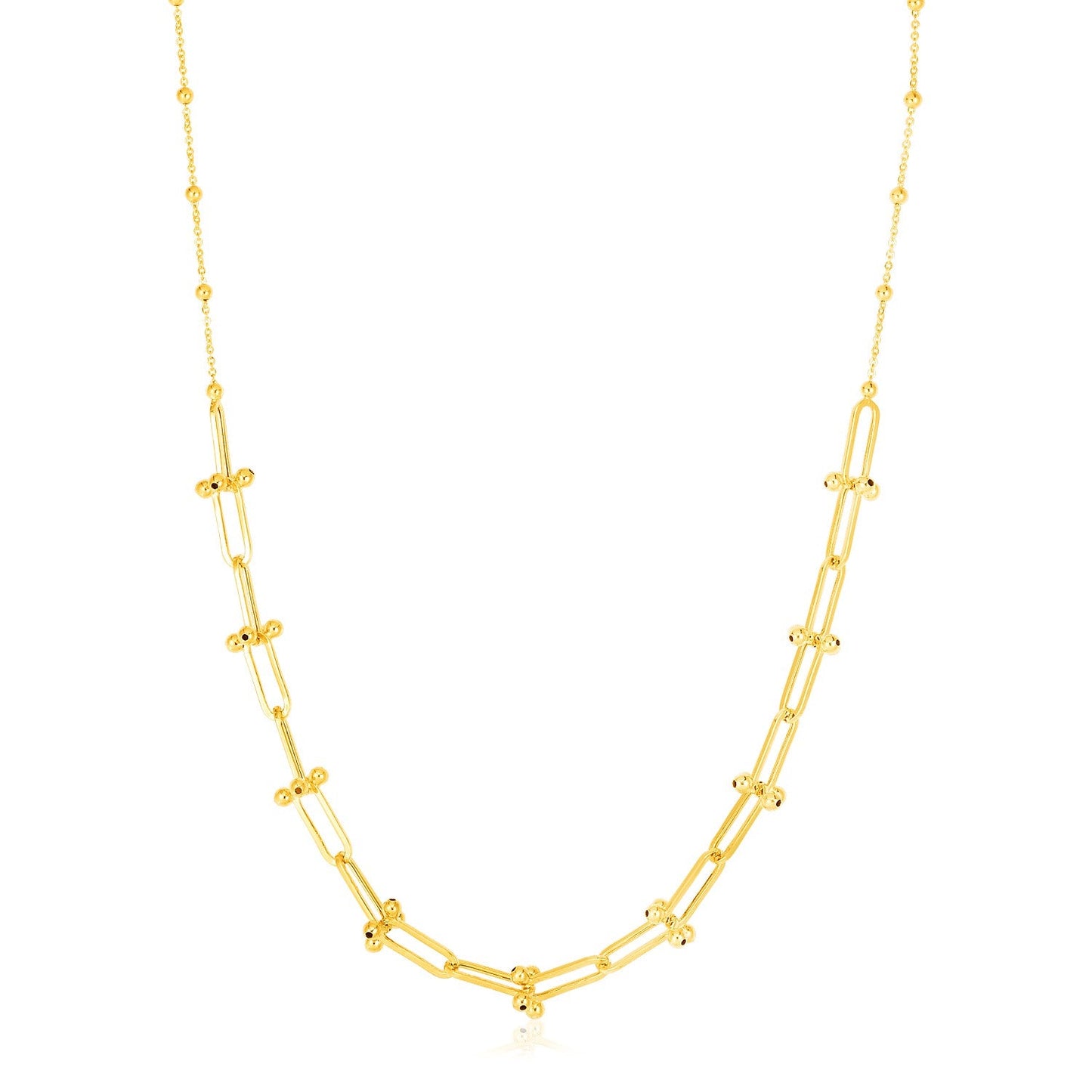 14k Yellow Gold Beaded U Link Chain Necklace - Alexandria Jewelry & Company Beverly Hills