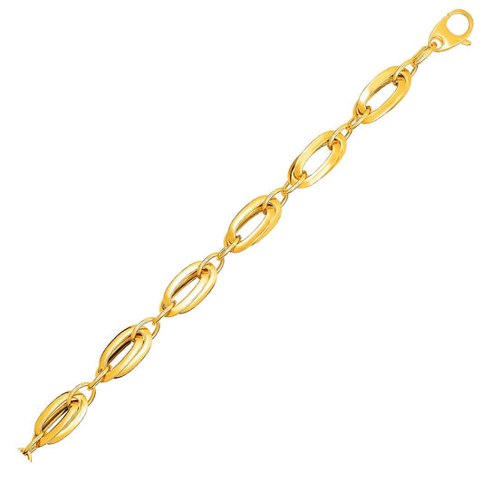 14k Yellow Gold Bracelet with Long Double Oval Links - Alexandria Jewelry & Company Beverly Hills