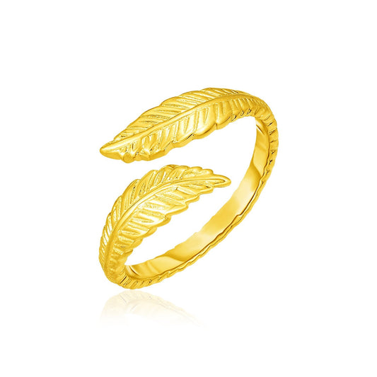 14k Yellow Gold Bypass Style Toe Ring with Leaves - Alexandria Jewelry & Company Beverly Hills