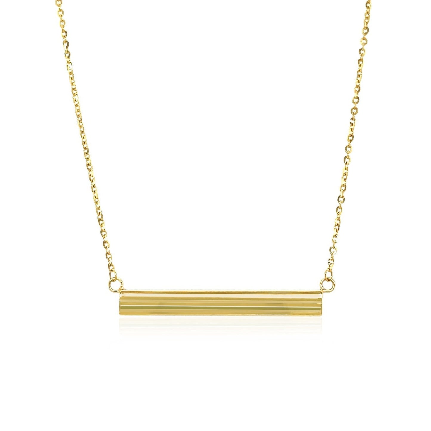 14k Yellow Gold Chain Necklace with a Shiny Flat Bar - Alexandria Jewelry & Company Beverly Hills