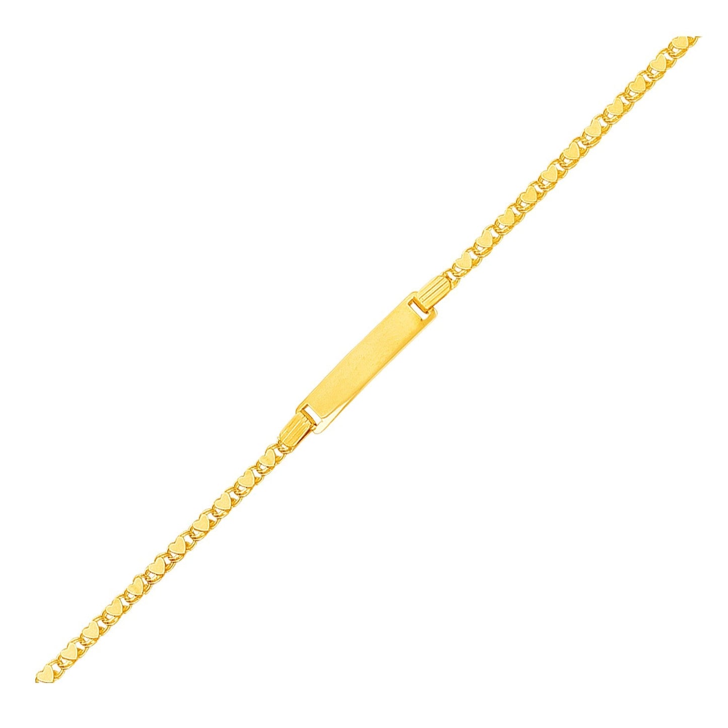 14k Yellow Gold Childrens Heart Link ID Bracelet - Alexandria Jewelry & Company Beverly Hills