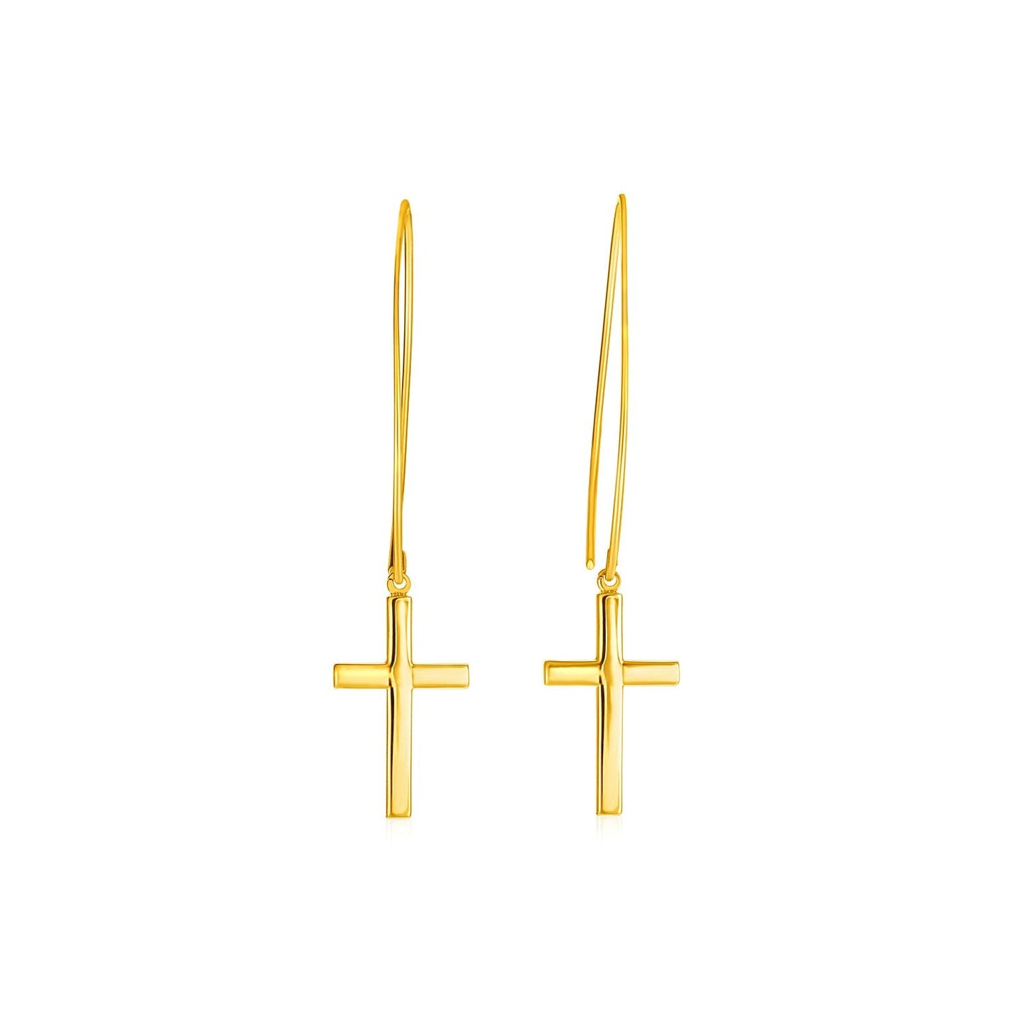 14k Yellow Gold Dangle Cross Earrings - Alexandria Jewelry & Company Beverly Hills