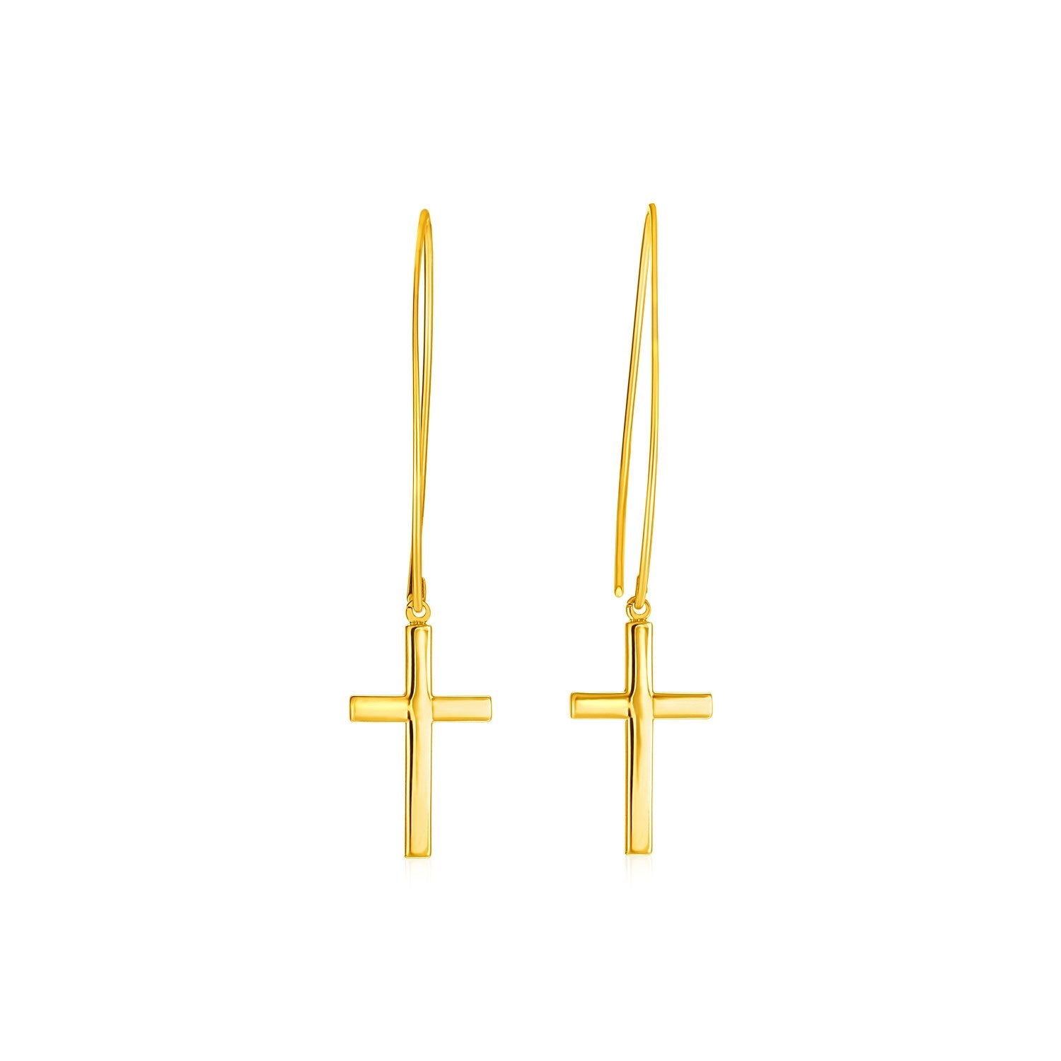 14k Yellow Gold Dangle Cross Earrings - Alexandria Jewelry & Company Beverly Hills