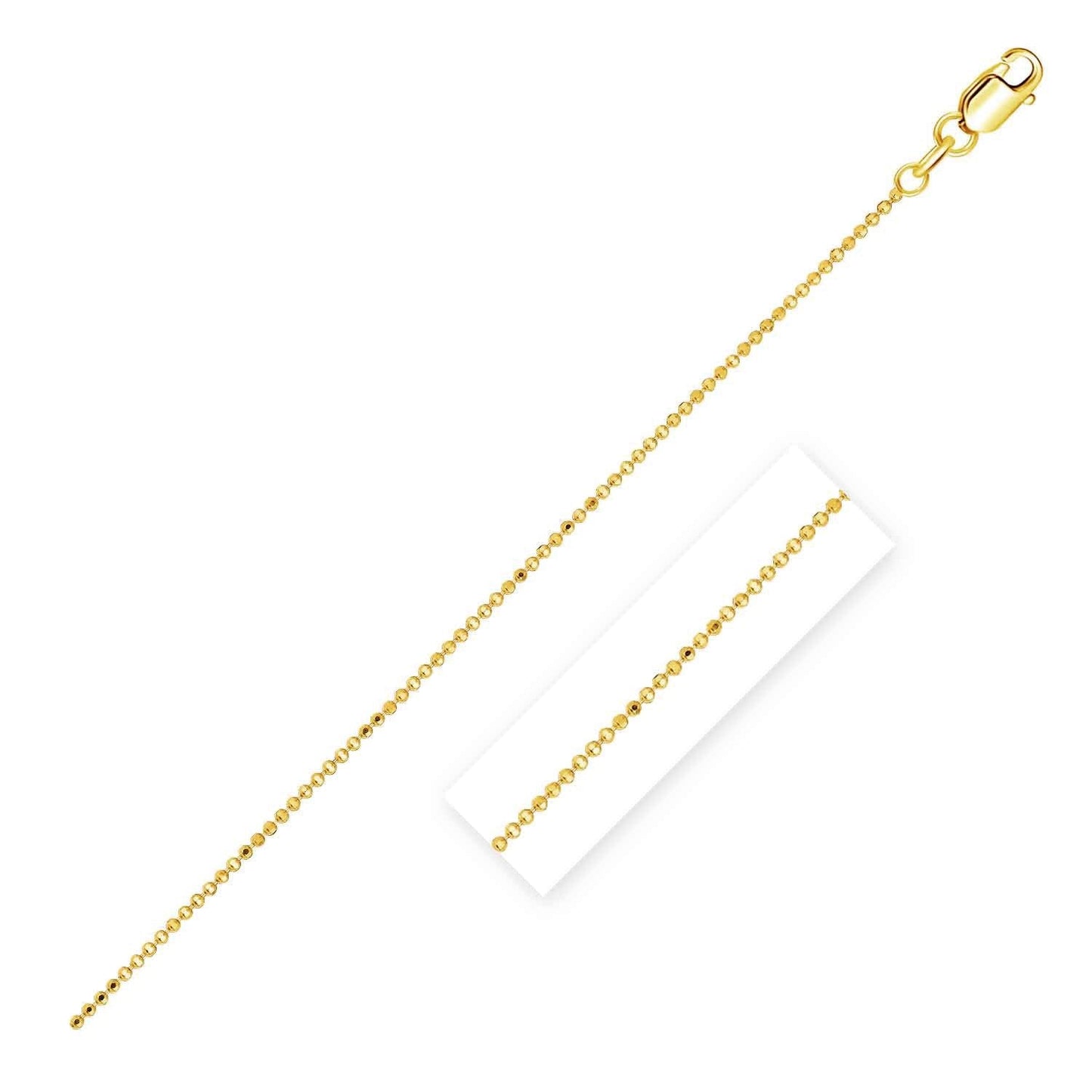 14k Yellow Gold Diamond Cut Bead Chain 1.0mm - Alexandria Jewelry & Company Beverly Hills