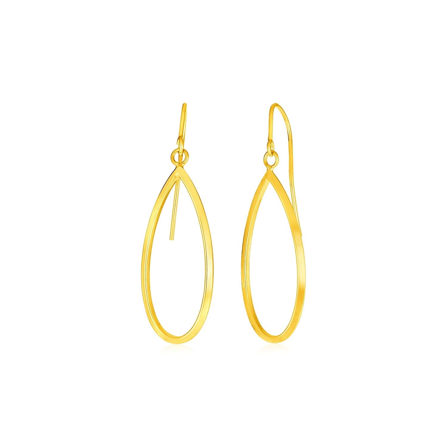 14k Yellow Gold Earrings with Polished Open Teardrop Dangles - Alexandria Jewelry & Company Beverly Hills