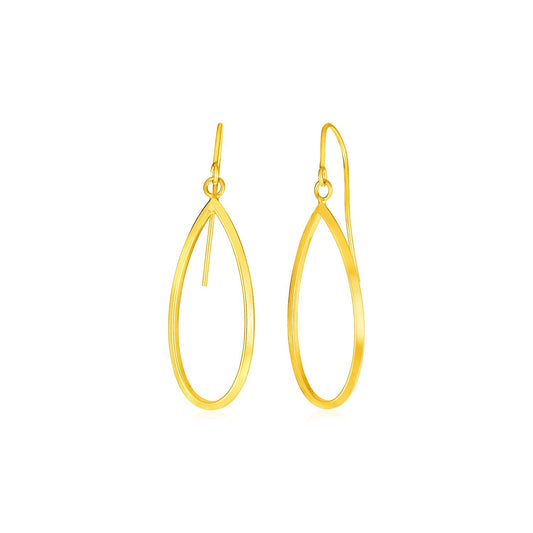 14k Yellow Gold Earrings with Polished Open Teardrop Dangles - Alexandria Jewelry & Company Beverly Hills