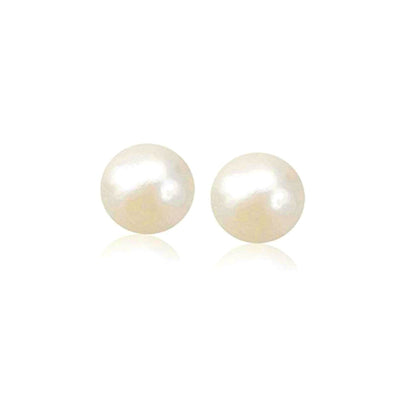 14k Yellow Gold Freshwater Cultured White Pearl Stud Earrings (7.0 mm) - Alexandria Jewelry & Company Beverly Hills