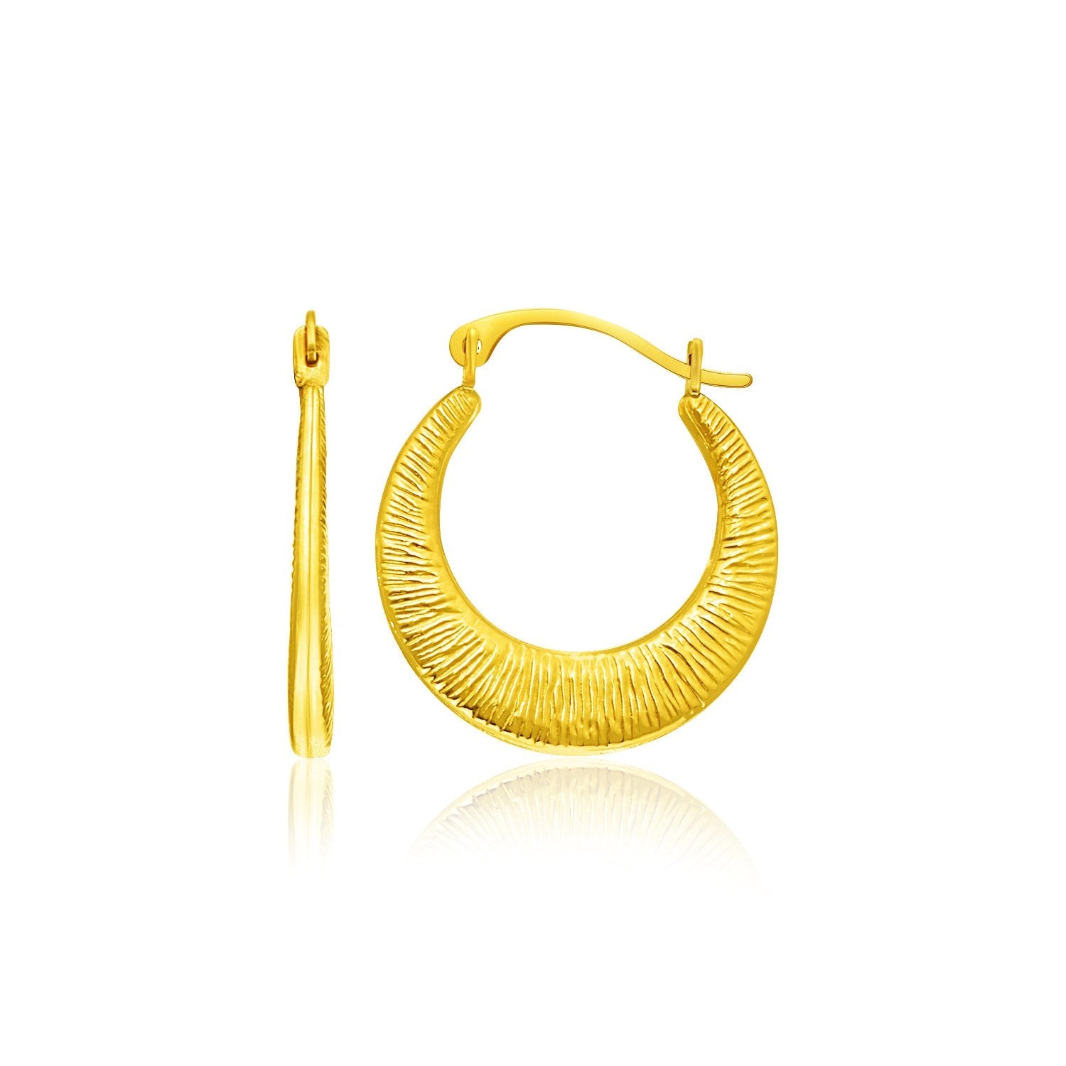 14k Yellow Gold Graduated Round Textured Hoop Earrings - Alexandria Jewelry & Company Beverly Hills