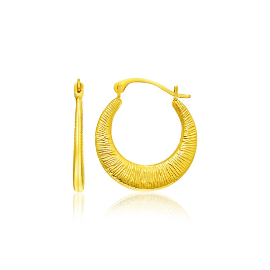 14k Yellow Gold Graduated Round Textured Hoop Earrings - Alexandria Jewelry & Company Beverly Hills