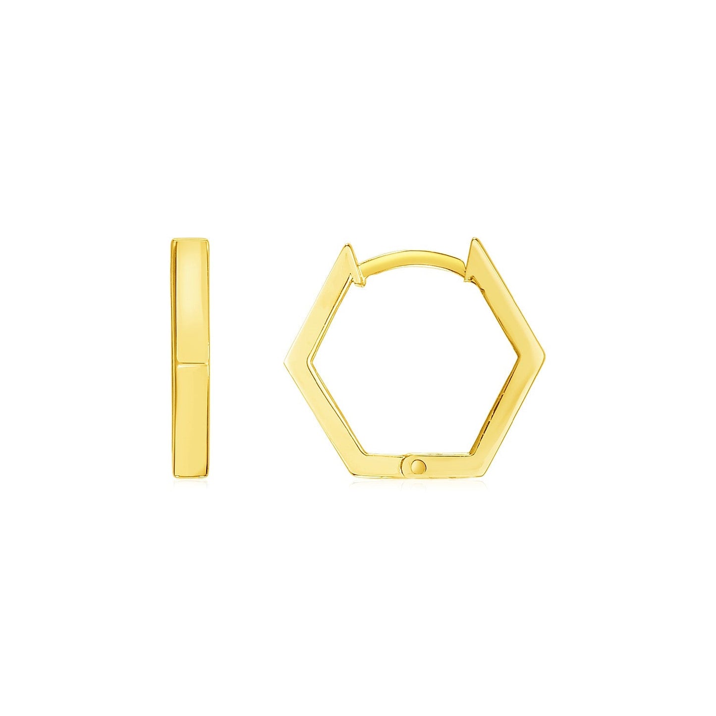 14k Yellow Gold Hexagon Huggie Hoops Earrings - Alexandria Jewelry & Company Beverly Hills