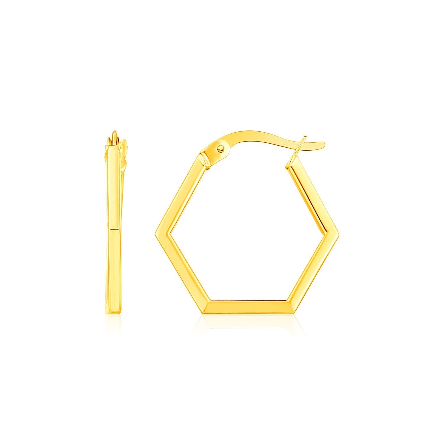 14K Yellow Gold Hexagon Shaped Hoop Earrings - Alexandria Jewelry & Company Beverly Hills