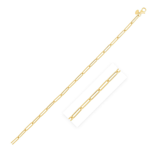 14k Yellow Gold High Polish Alternating Bead Paperclip Bracelet (3.5mm) - Alexandria Jewelry & Company Beverly Hills