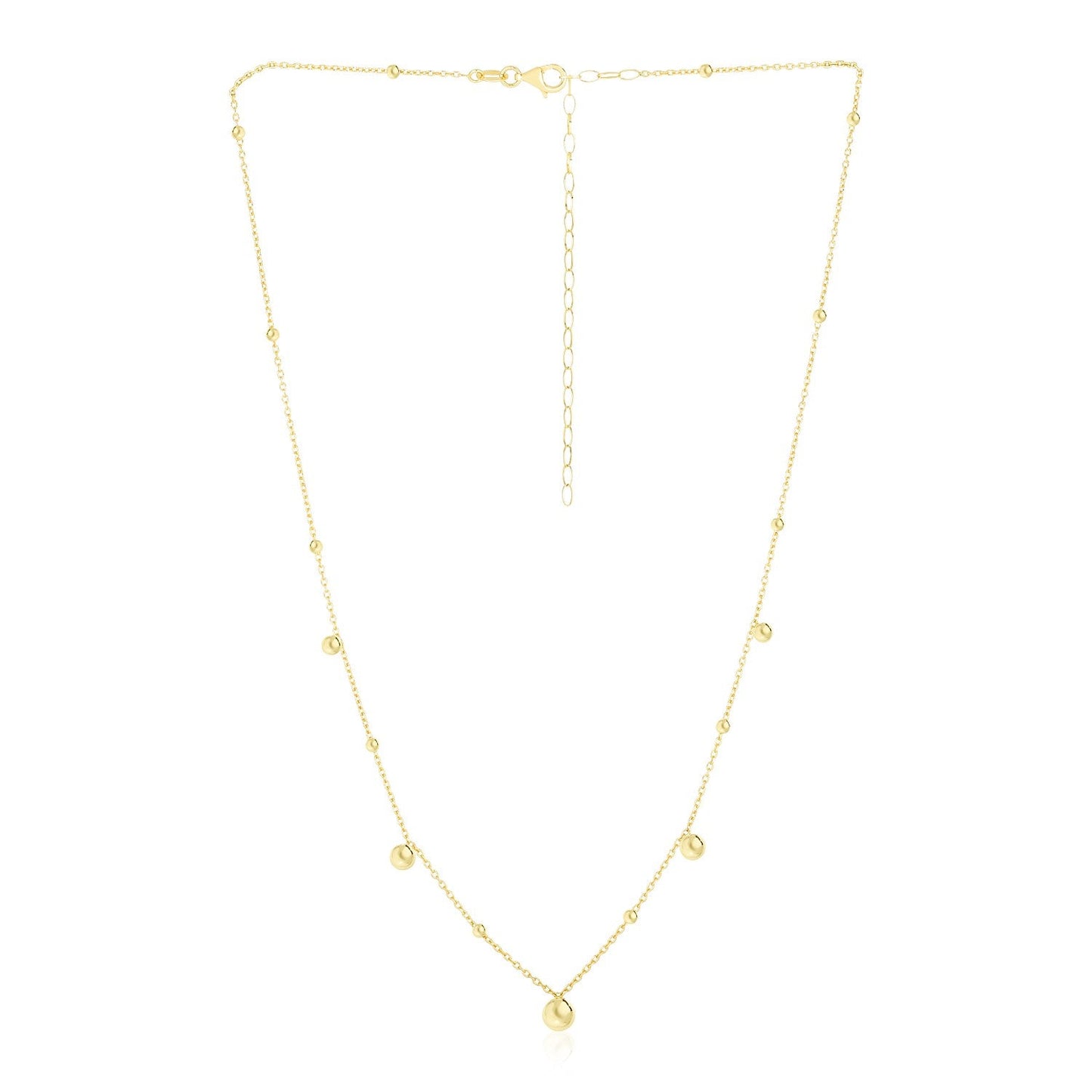 14k Yellow Gold High Polish Beaded Stations Necklace - Alexandria Jewelry & Company Beverly Hills