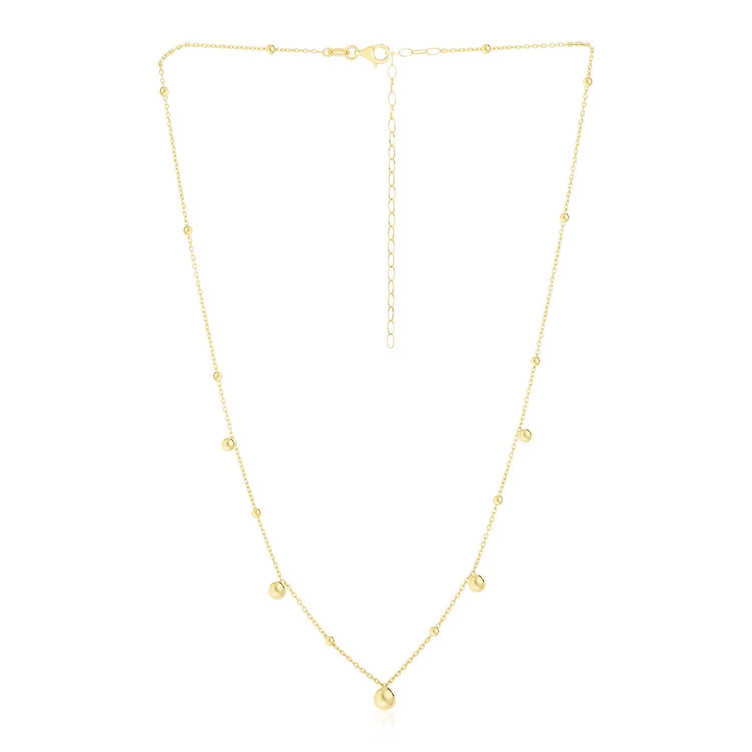 14k Yellow Gold High Polish Beaded Stations Necklace - Alexandria Jewelry & Company Beverly Hills