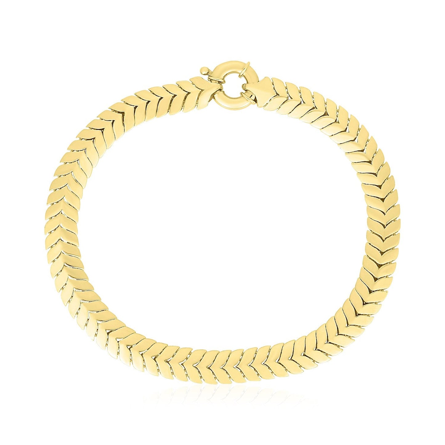 14k Yellow Gold High Polish Chevron Link Bracelet (6mm) - Alexandria Jewelry & Company Beverly Hills