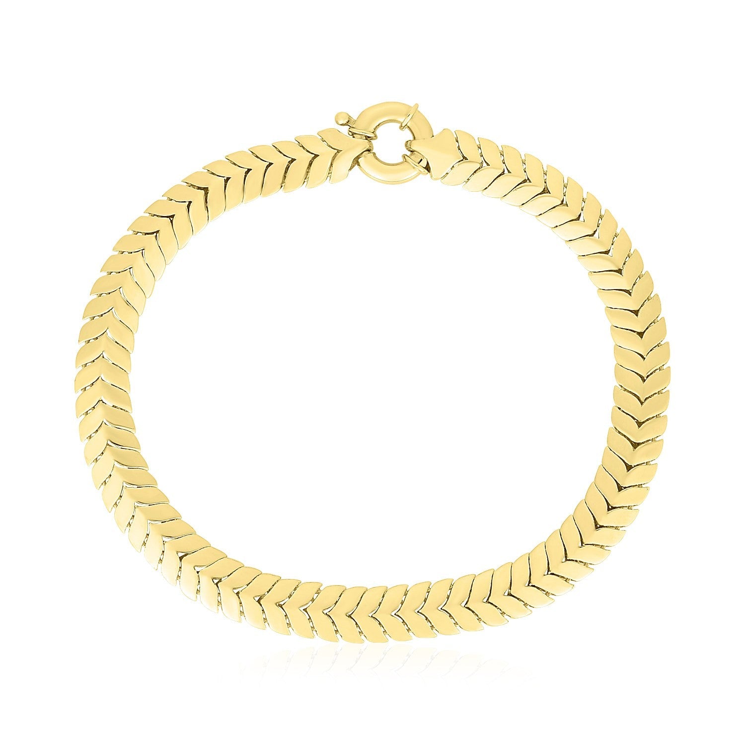 14k Yellow Gold High Polish Chevron Link Bracelet (6mm) - Alexandria Jewelry & Company Beverly Hills