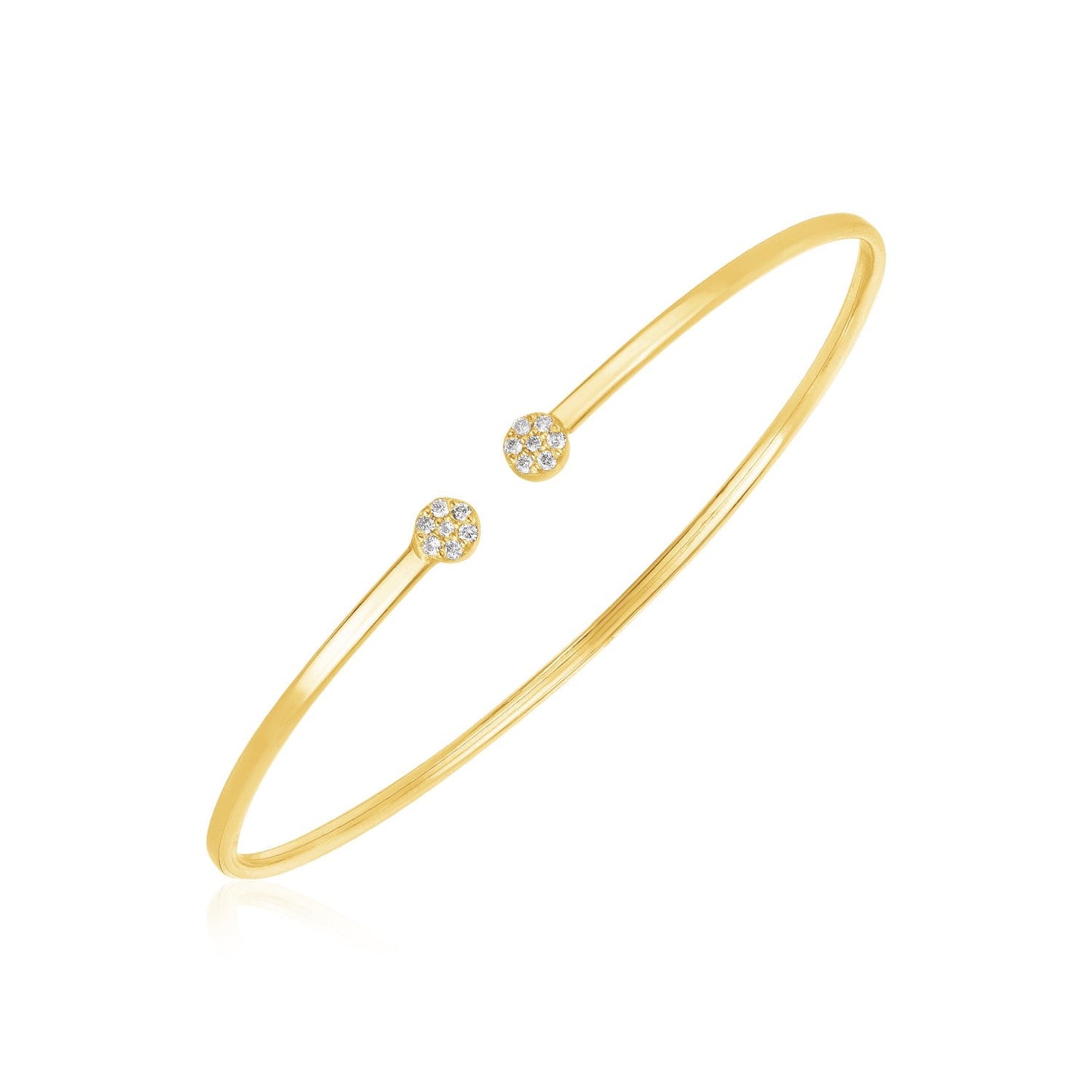 14k Yellow Gold High Polish Diamond Cluster Bangle (2mm) - Alexandria Jewelry & Company Beverly Hills