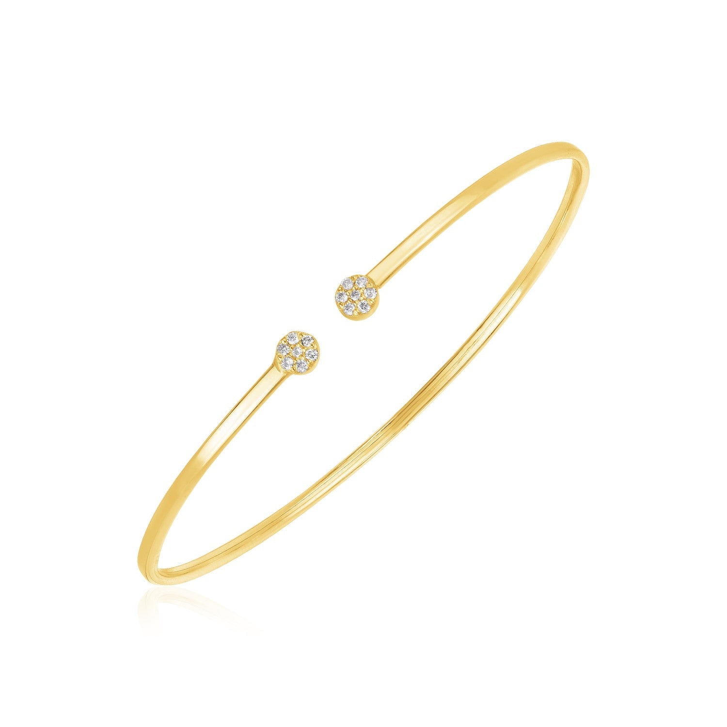 14k Yellow Gold High Polish Diamond Cluster Bangle (2mm) - Alexandria Jewelry & Company Beverly Hills