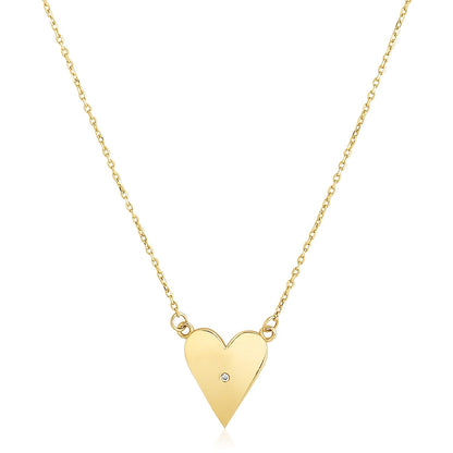 14k Yellow Gold High Polish Elongated Heart Necklace - Alexandria Jewelry & Company Beverly Hills