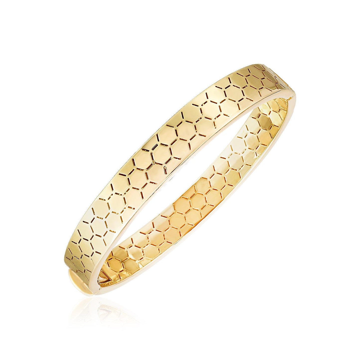 14k Yellow Gold High Polish Honeycomb Bangle (8.9mm) - Alexandria Jewelry & Company Beverly Hills