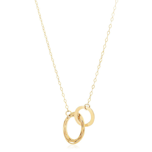 14k Yellow Gold High Polish Linked Double Circle Cutout Necklace - Alexandria Jewelry & Company Beverly Hills