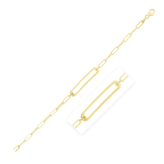 14k Yellow Gold High Polish Open Curved Paperclip Bracelet - Alexandria Jewelry & Company Beverly Hills