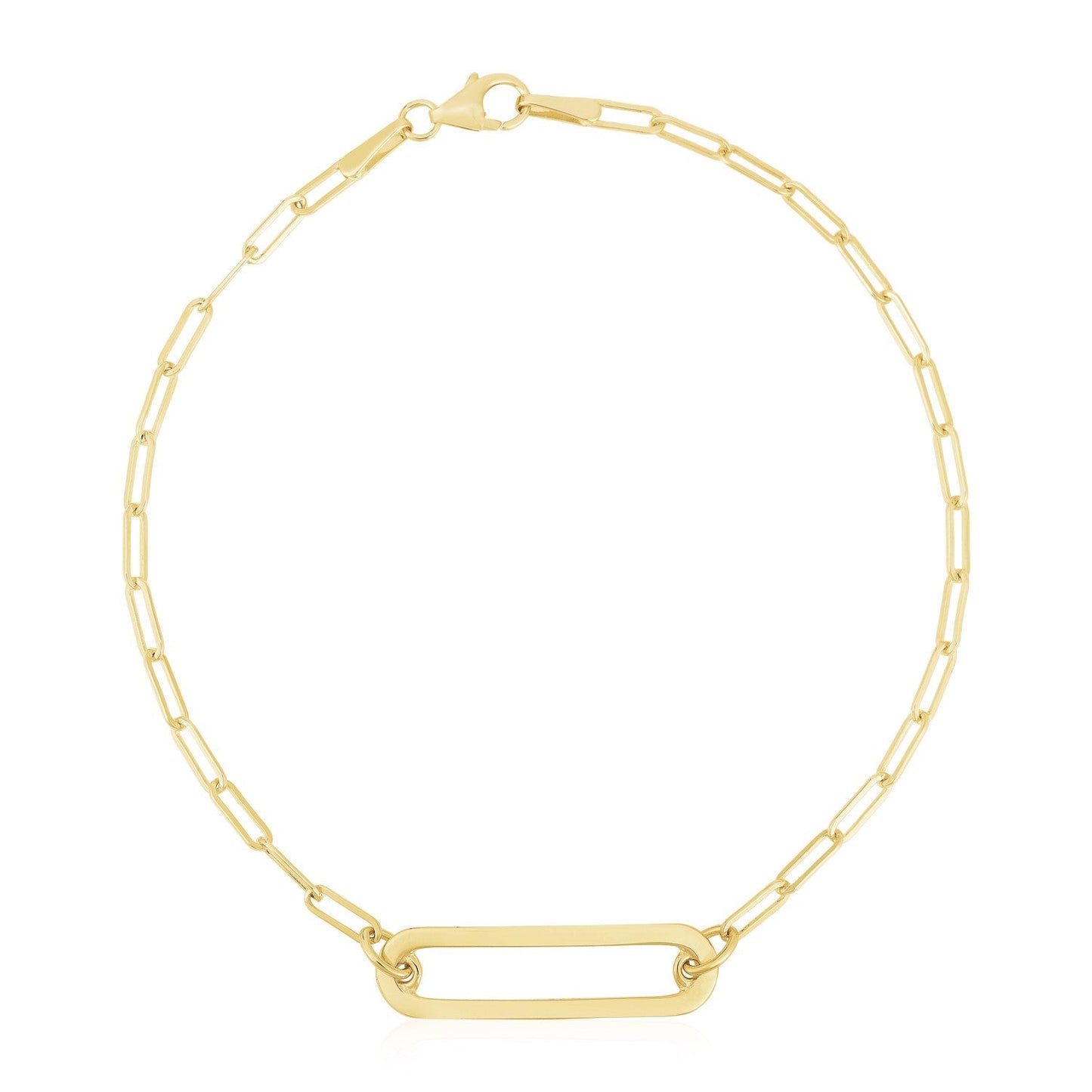 14k Yellow Gold High Polish Open Straight Paperclip Bracelet - Alexandria Jewelry & Company Beverly Hills