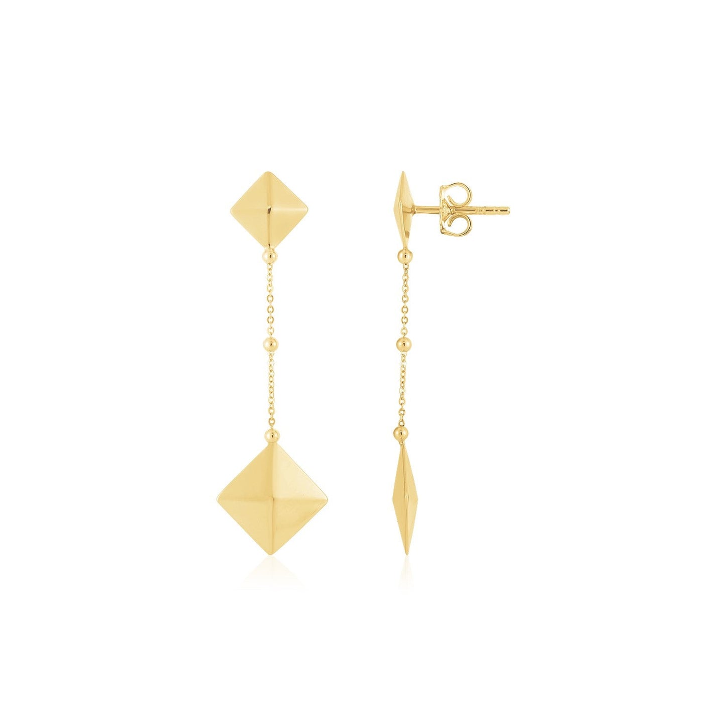 14K Yellow Gold High Polish Pyramid Drop Earrings - Alexandria Jewelry & Company Beverly Hills