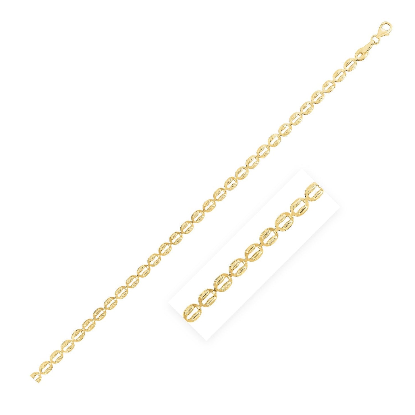 14k Yellow Gold High Polish Textured Puffed Oval Link Chain (3.8mm) - Alexandria Jewelry & Company Beverly Hills