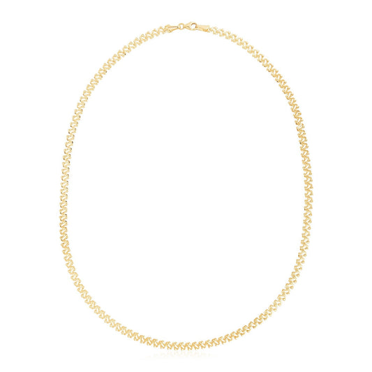 14k Yellow Gold High Polish The Textured Fancy Chain Necklace (4mm) - Alexandria Jewelry & Company Beverly Hills