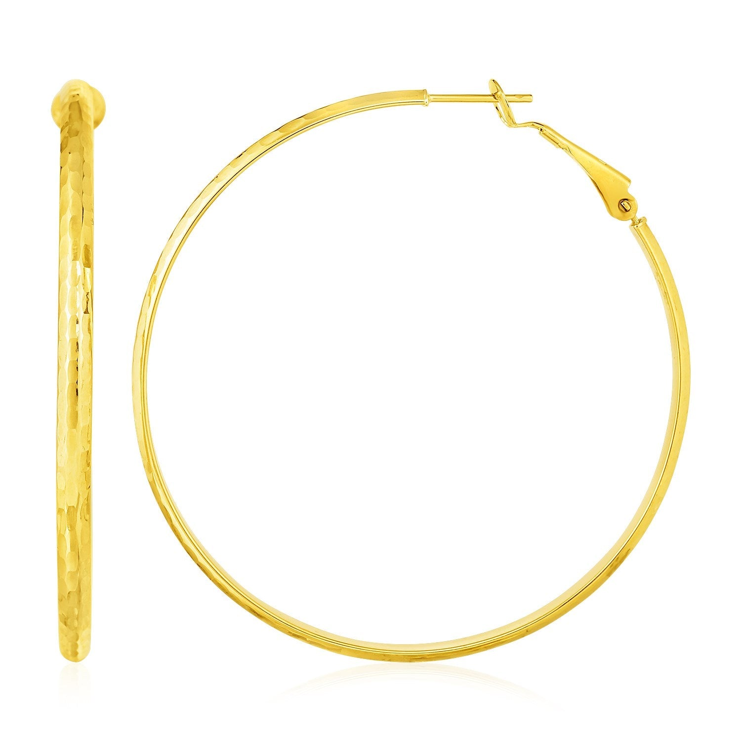 14k Yellow Gold Large Textured Round Hoop Earrings - Alexandria Jewelry & Company Beverly Hills