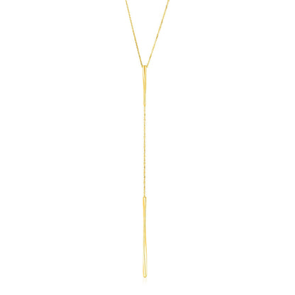 14k Yellow Gold Lariat Necklace with Polished Twisted Bars - Alexandria Jewelry & Company Beverly Hills