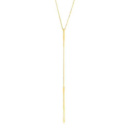 14k Yellow Gold Lariat Necklace with Polished Twisted Bars - Alexandria Jewelry & Company Beverly Hills