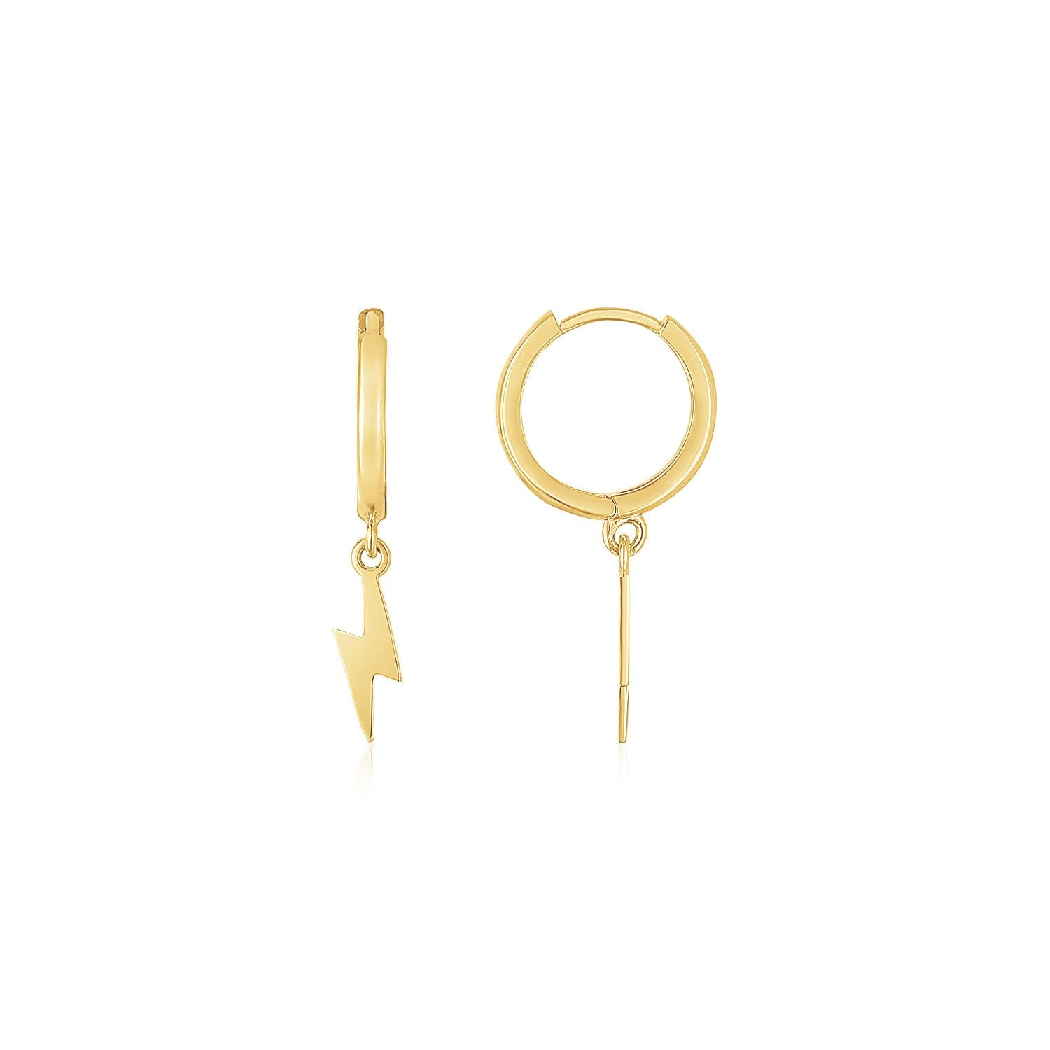 14K Yellow Gold Lighting Bolt Drop Hoop Earrings - Alexandria Jewelry & Company Beverly Hills