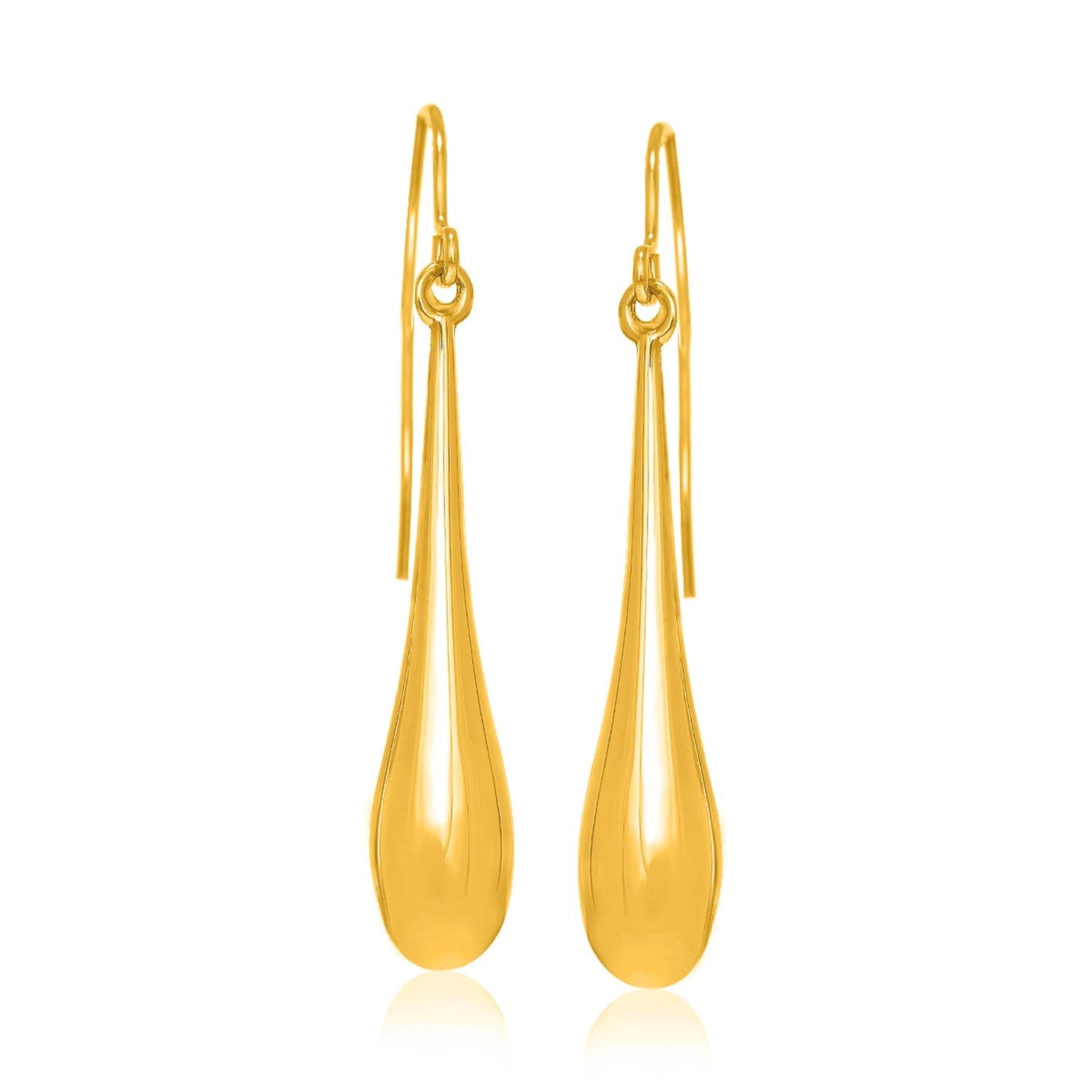 14k Yellow Gold Long Polished Teardrop Dangling Earrings - Alexandria Jewelry & Company Beverly Hills