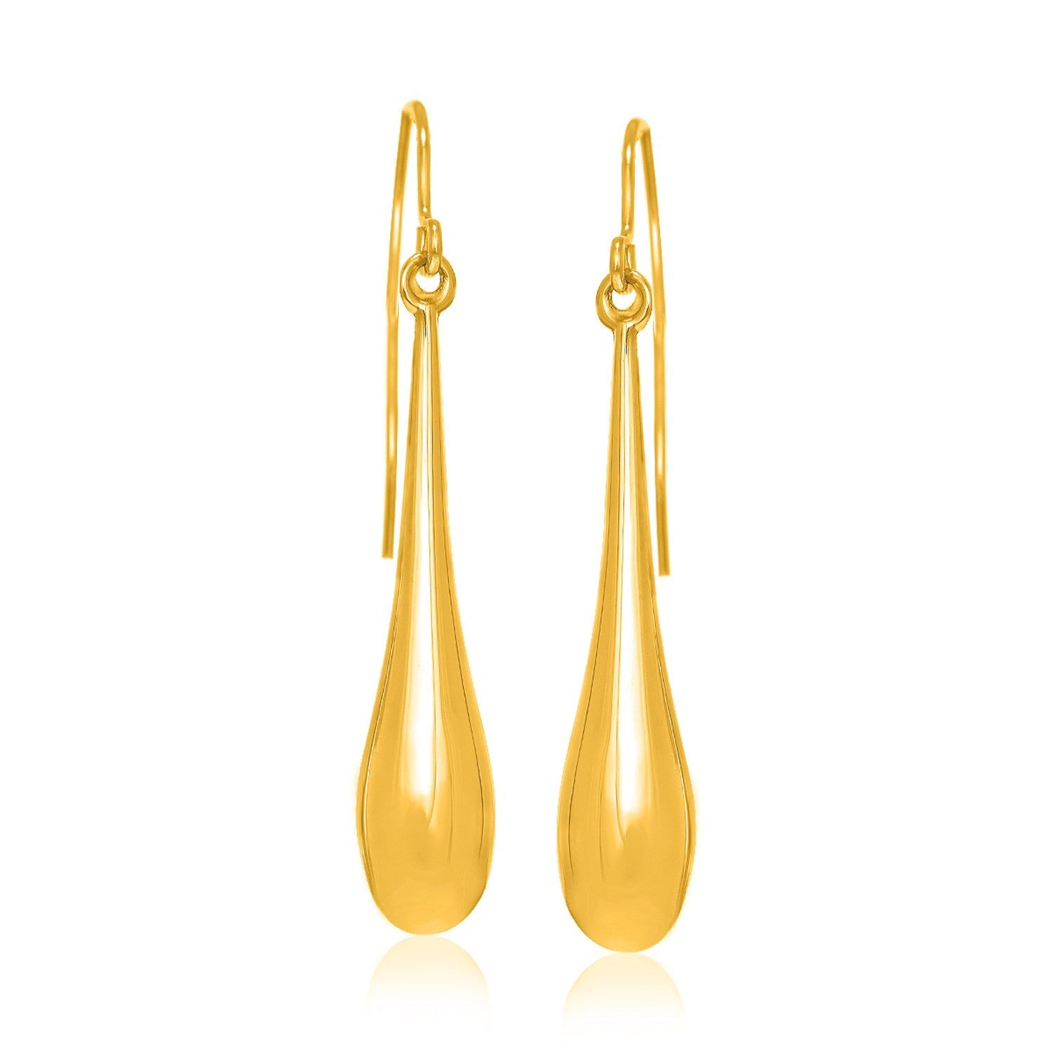 14k Yellow Gold Long Polished Teardrop Dangling Earrings - Alexandria Jewelry & Company Beverly Hills