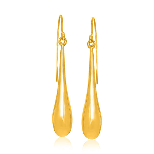 14k Yellow Gold Long Polished Teardrop Dangling Earrings - Alexandria Jewelry & Company Beverly Hills