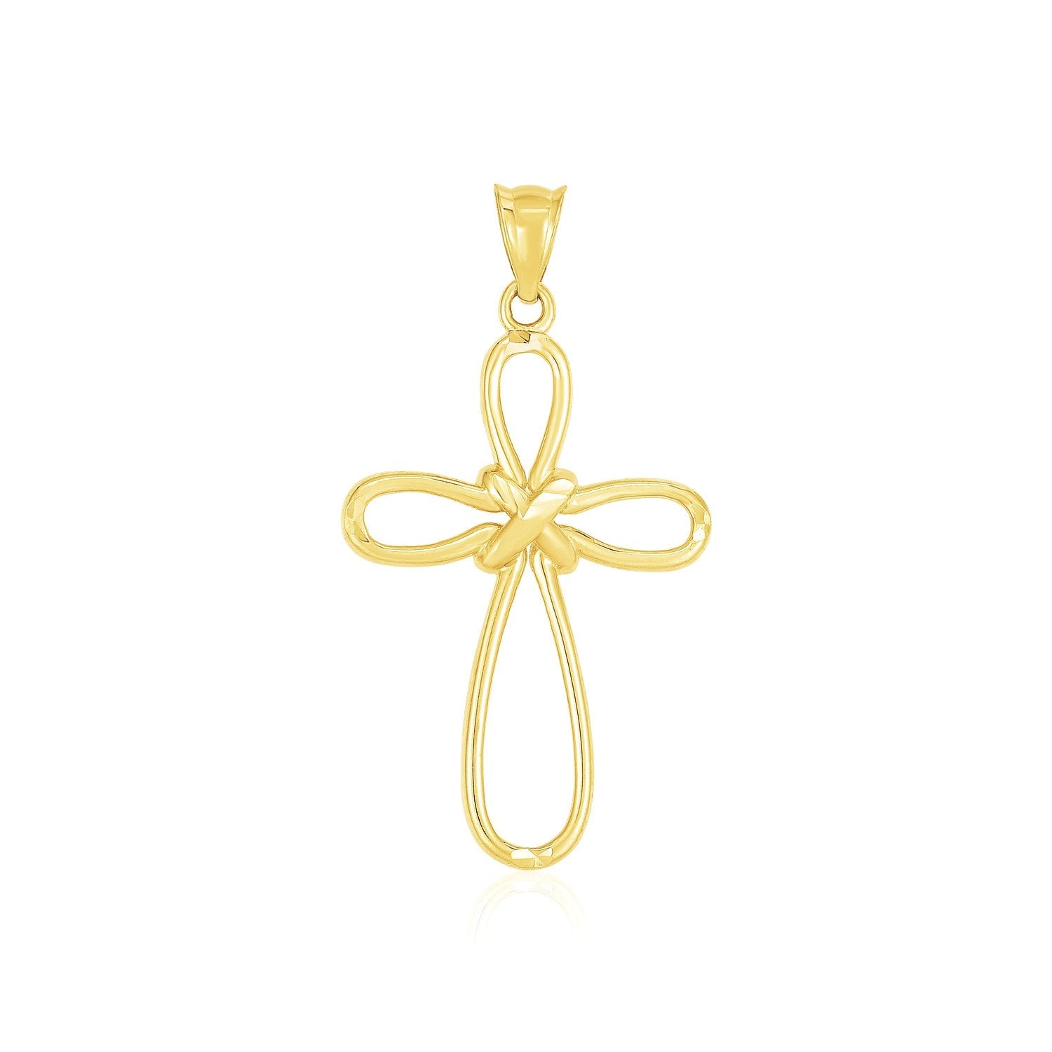 14k Yellow Gold Looped Knot Style Cross Pendant - Alexandria Jewelry & Company Beverly Hills