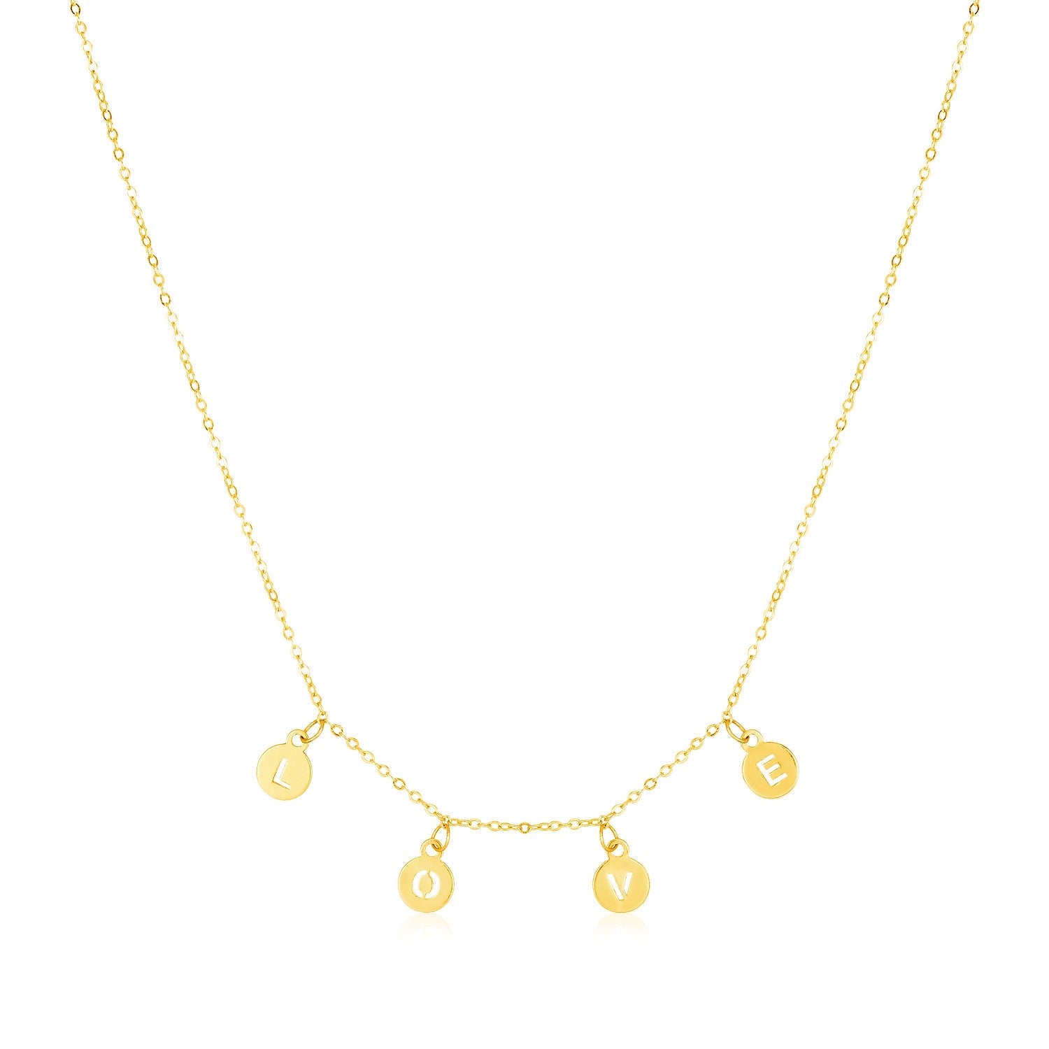 14k Yellow Gold Love Necklace with Circle Drops - Alexandria Jewelry & Company Beverly Hills