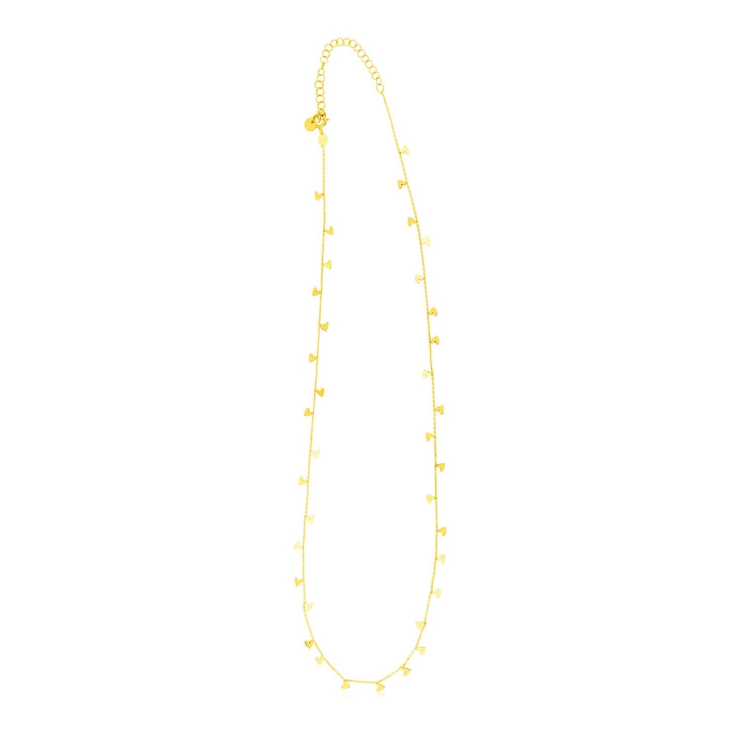 14K Yellow Gold Necklace with Dangling Hearts - Alexandria Jewelry & Company Beverly Hills