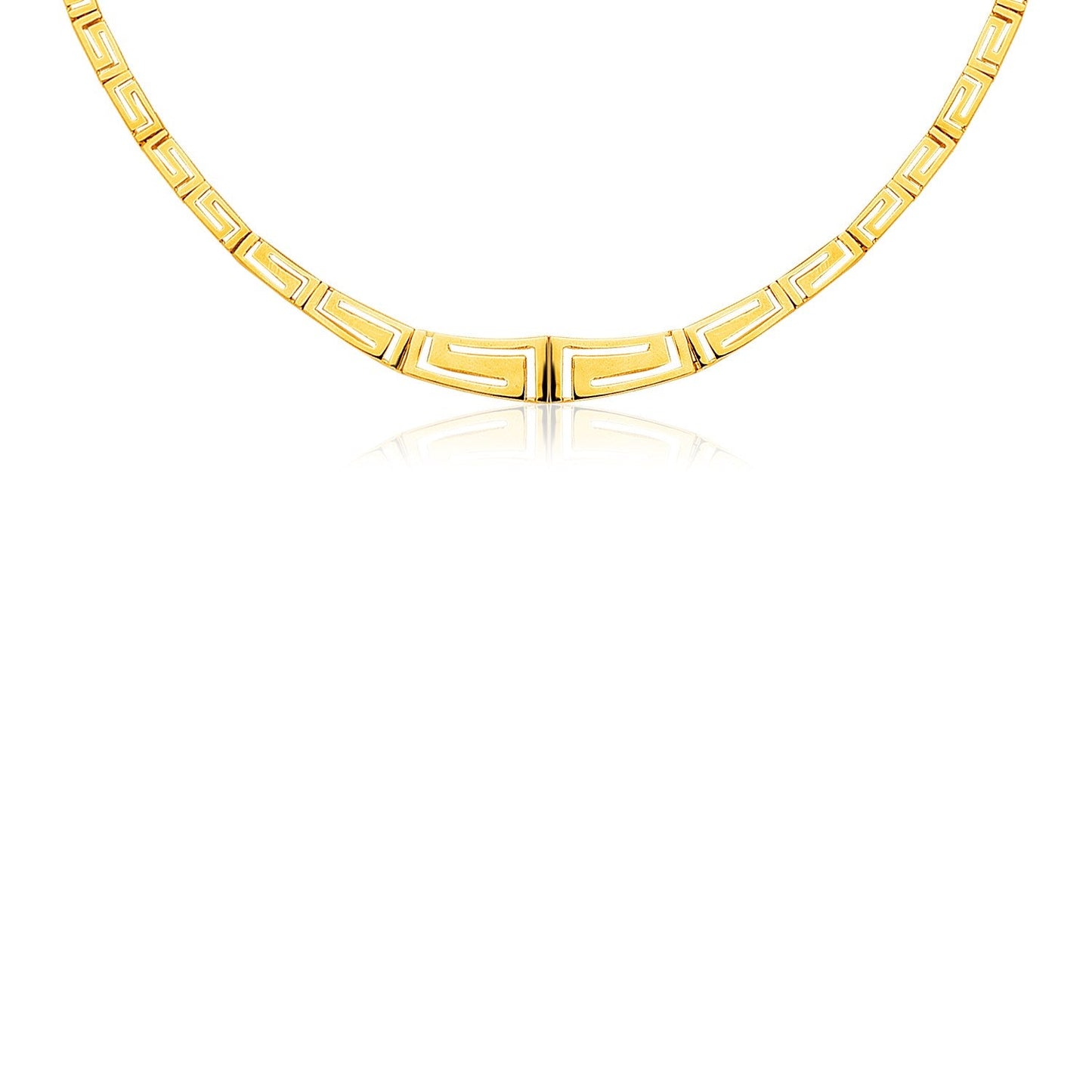 14K Yellow Gold Necklace with Graduated Greek Meander Motif Links - Alexandria Jewelry & Company Beverly Hills