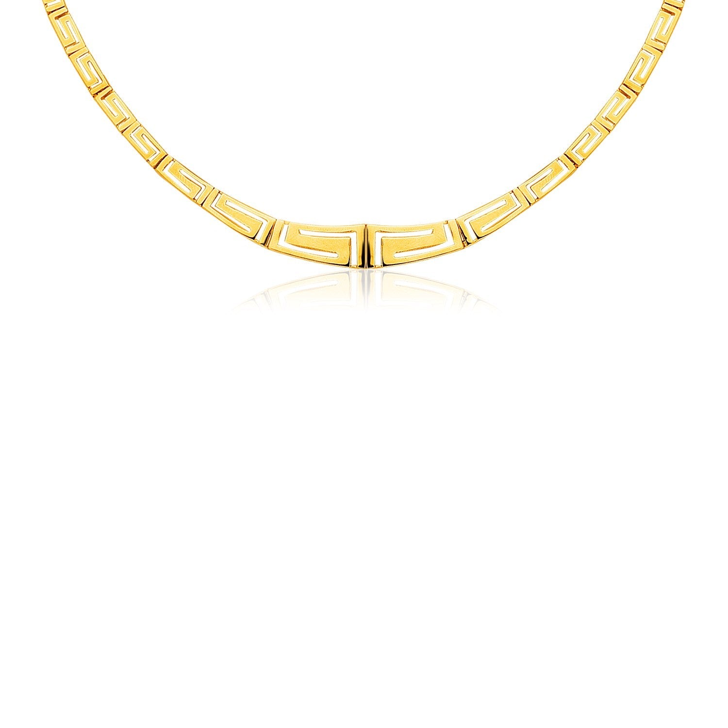 14K Yellow Gold Necklace with Graduated Greek Meander Motif Links - Alexandria Jewelry & Company Beverly Hills