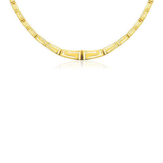 14K Yellow Gold Necklace with Graduated Greek Meander Motif Links - Alexandria Jewelry & Company Beverly Hills