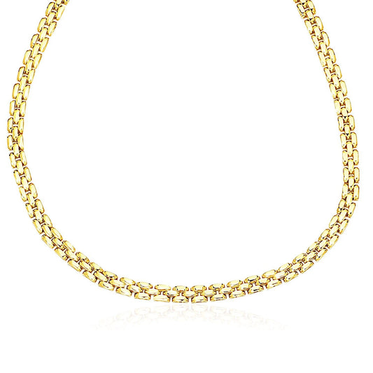 14k Yellow Gold Panther Chain Link Shiny Necklace - Alexandria Jewelry & Company Beverly Hills