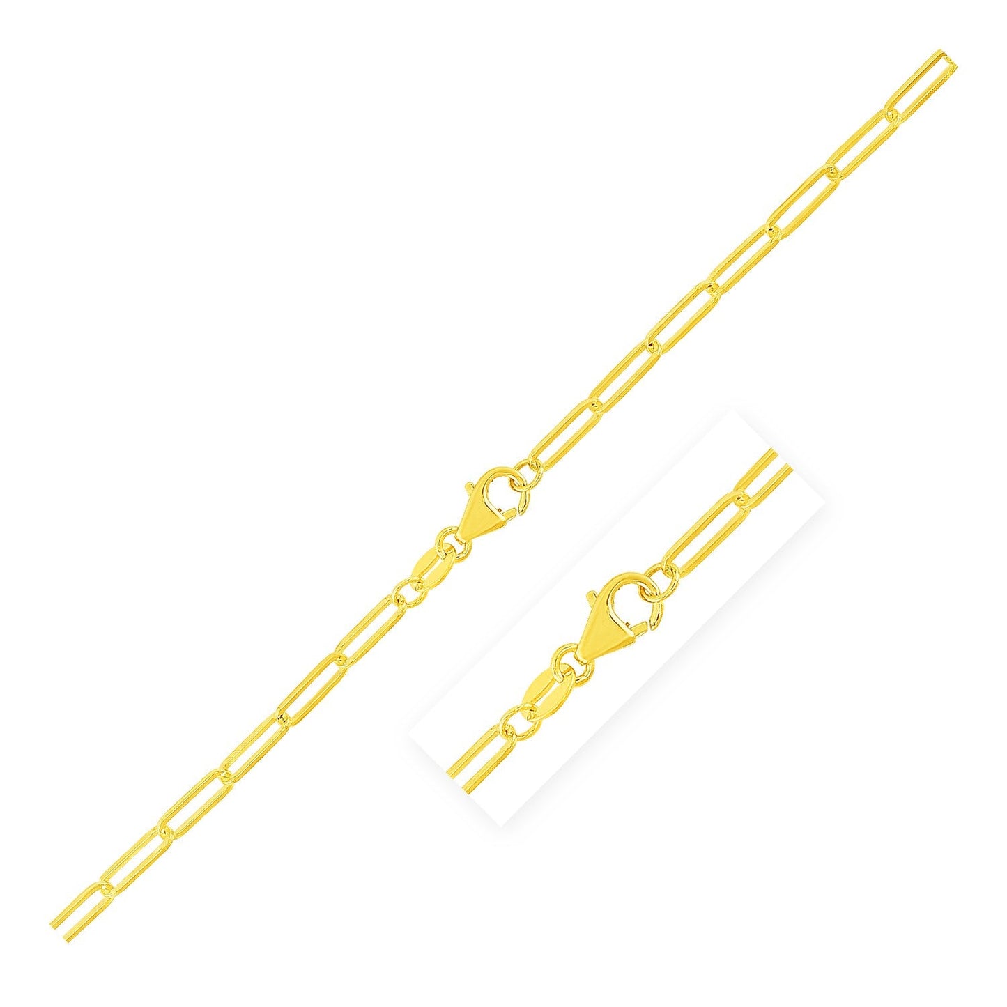 14K Yellow Gold Paperclip Chain (2.5mm) - Alexandria Jewelry & Company Beverly Hills